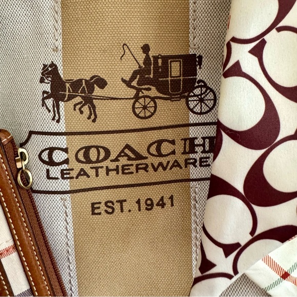 COACH Bleecker Heritage Canvas Tote & Matching Tattersall Wristlet 2007 - Picture 2 of 16